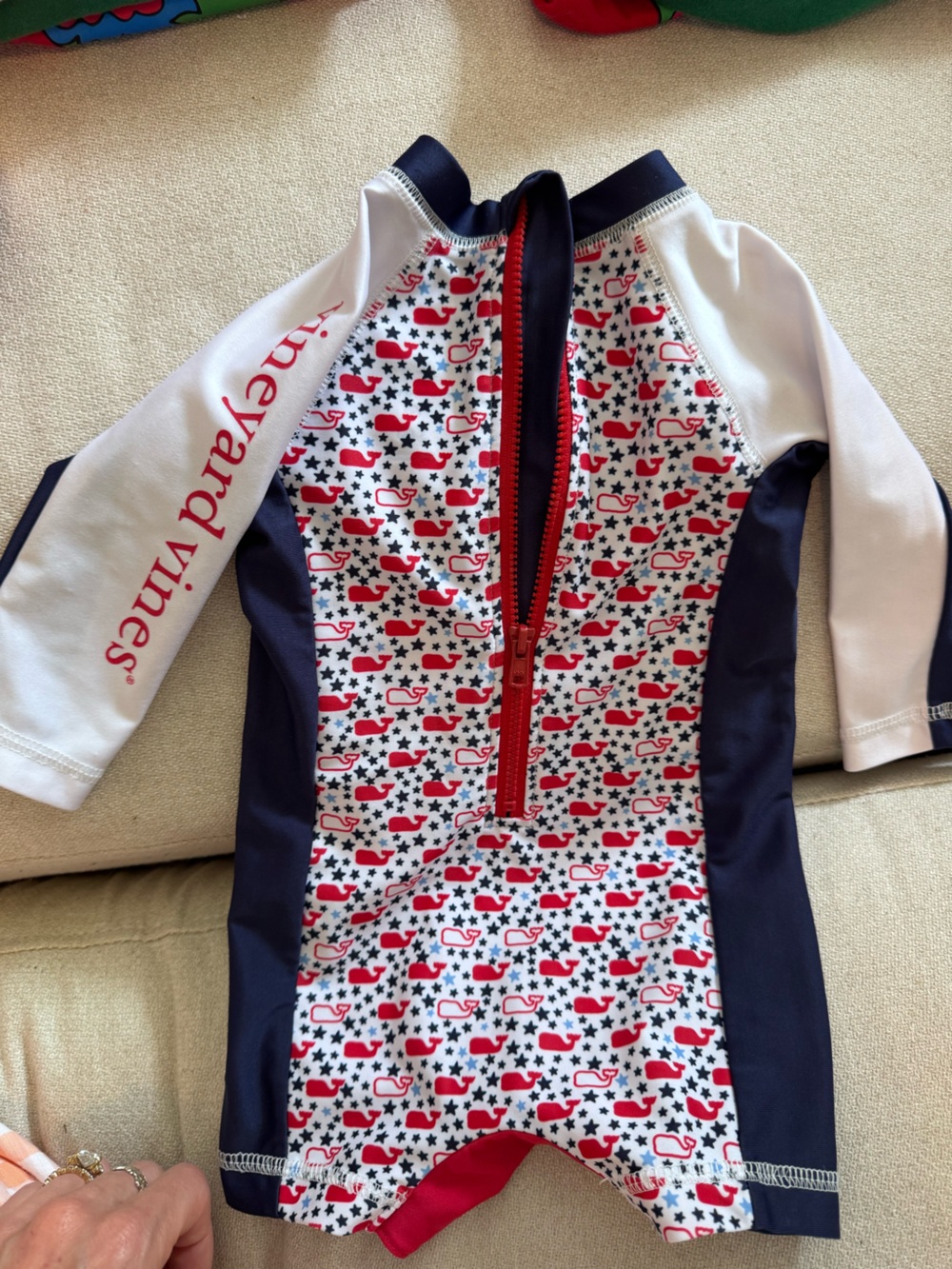 Vineyard Vines Red, Navy & White Kids Zip-Front Rash Guard